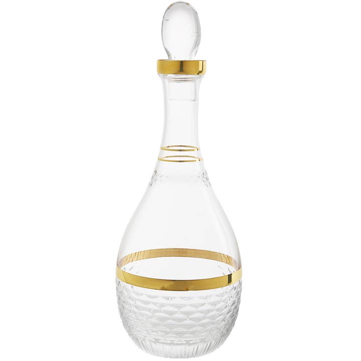 Glass Decanter with Gold and Crystal Detail for wholesale by CLASSIC TOUCH DECOR INC.