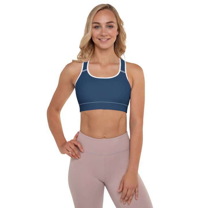 Brassière de sport rembourrée en bleu marine pour la vente par Rainbow City
