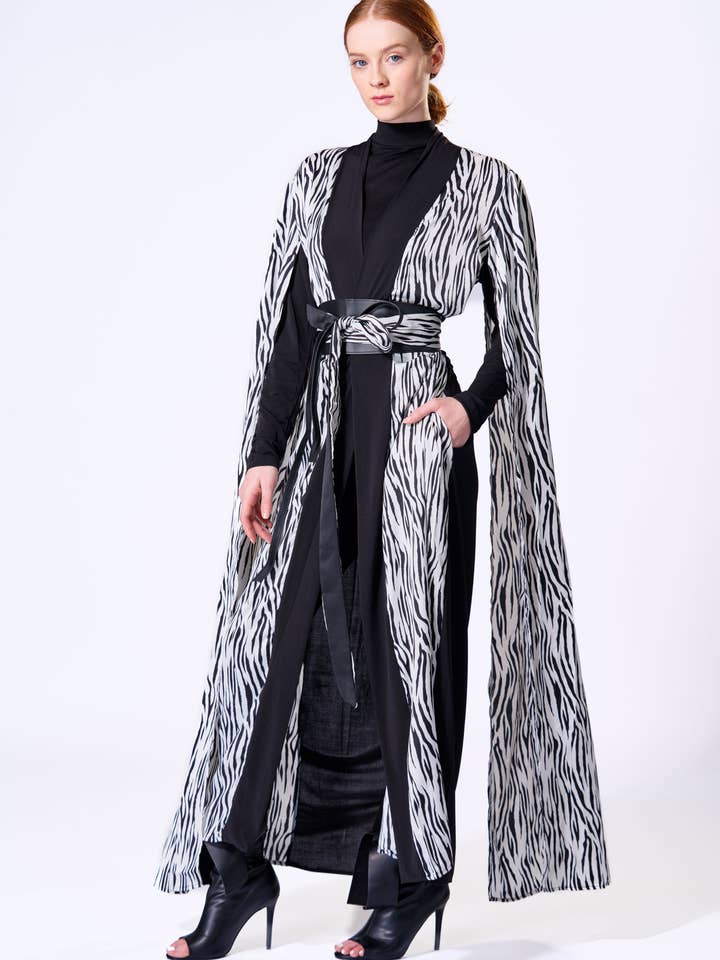 The Fifth Week - Wholesale Kimono - Women's - Zebra Stripes Satin Duster0