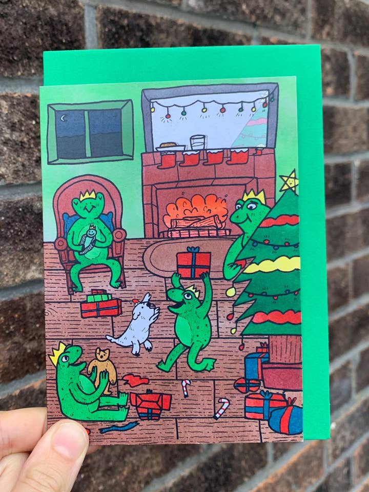 Tarjeta de Felicitación Navideña de la Familia Rana A6 para venta al por mayor de 2B Or Not 2B