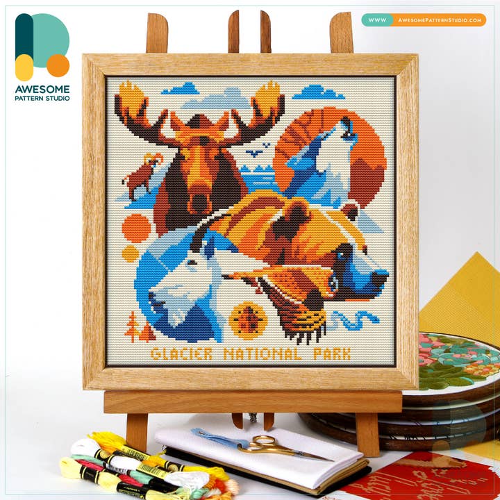Glacier National Park CS3179-1, Counted Cross Stitch Kit for wholesale by Awesome Pattern Studio