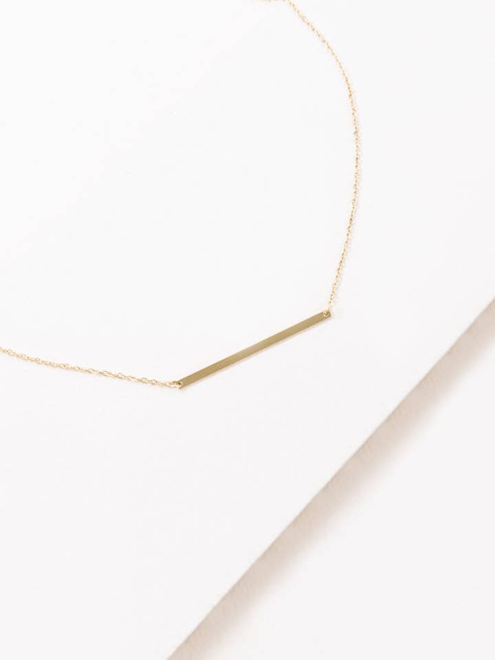 Modern Minimalist Bar Necklace (14K) for wholesale by Lovoda
