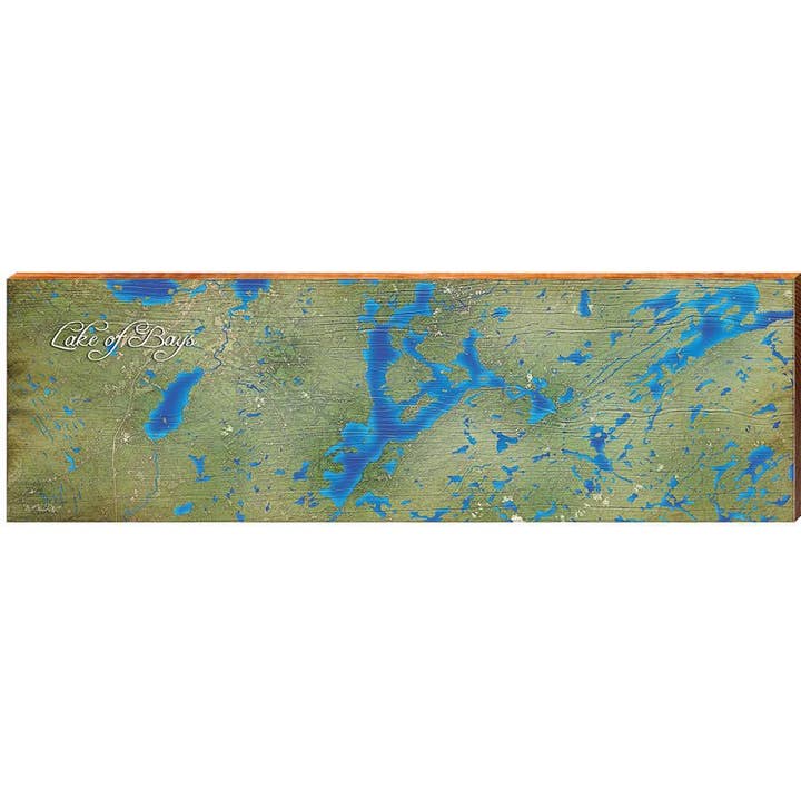 Lake of Bays, Canada Map | Wall Art Print on Real Wood for wholesale by Mill Wood Art