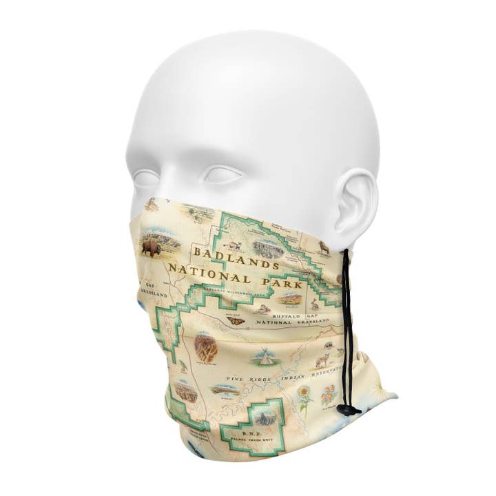 Badlands National Park Map Neck Gaiters for wholesale by XPLORER MAPS