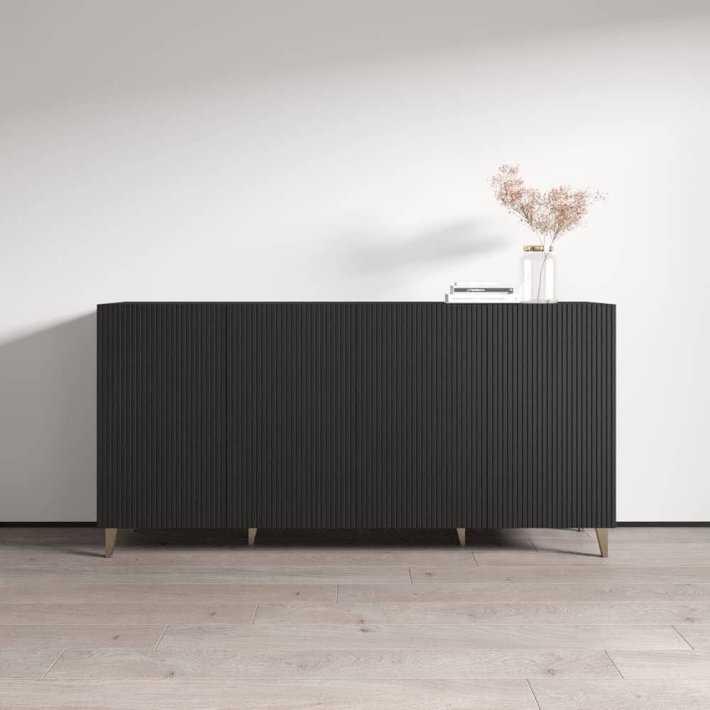 Black Pafos 75 Inch Sideboard Oak Matte Fronts For Dining Room for wholesale on Faire1
