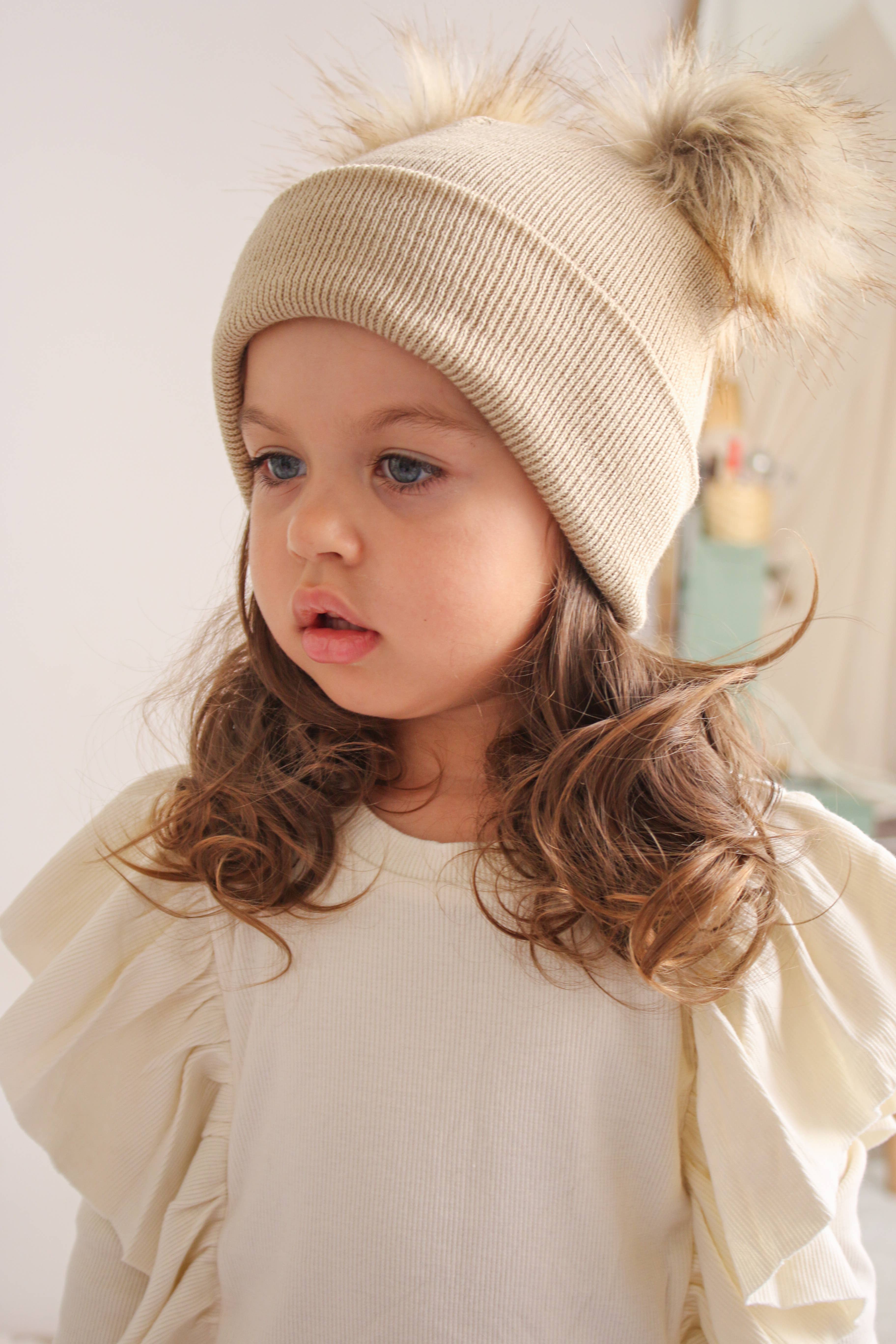 Himmelberg Baby - Wholesale Beanie - Kids - Beige Pom Pom Baby/Kid's Beanie, Newborn to 8 Years, Unisex11