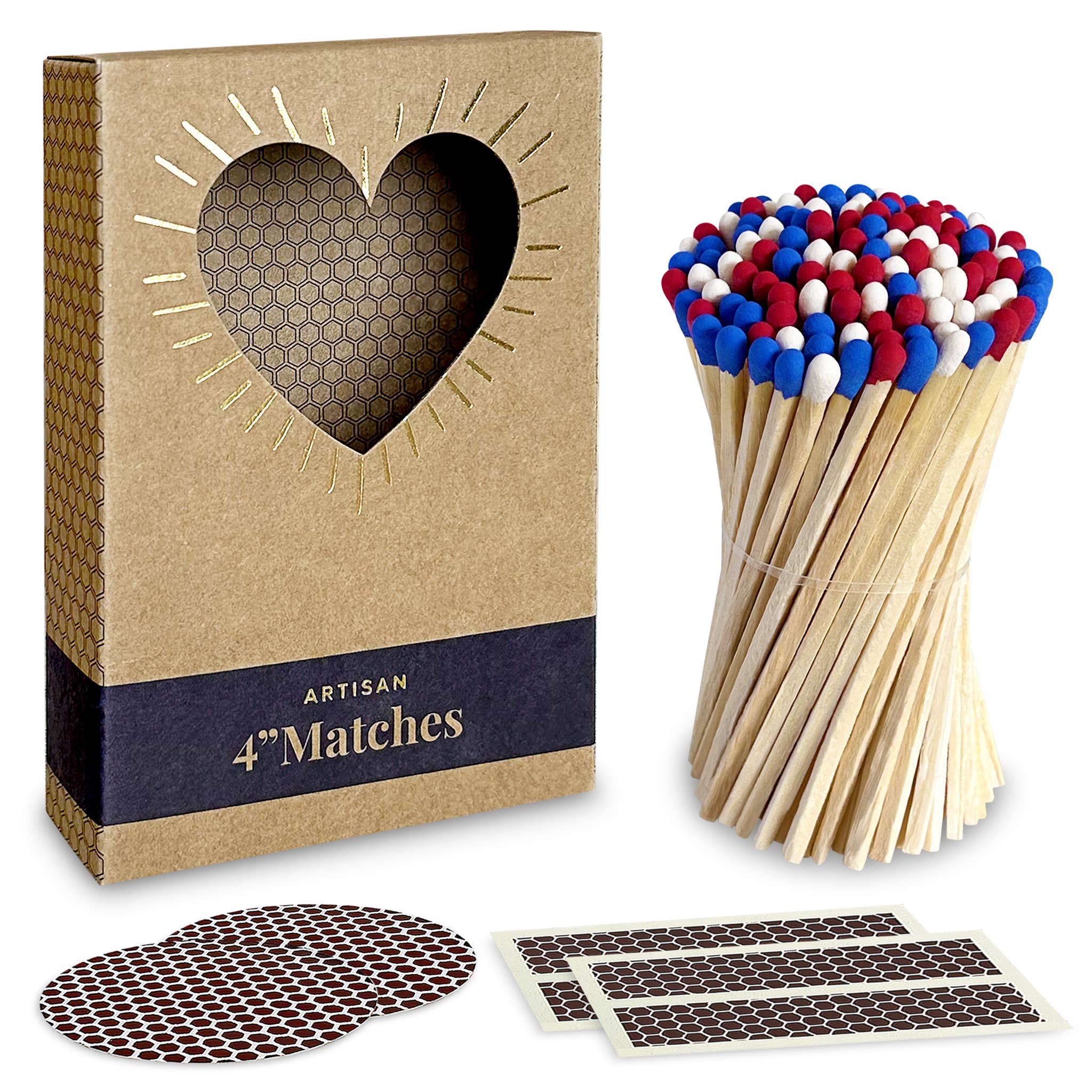 Patriotic Red, White & Blue Matches, Size & Holder of Choice for wholesale on Faire0