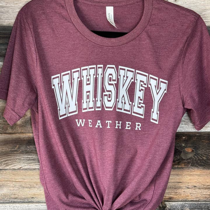 Whiskey Weather Graphic T-shirt Heather Purple for wholesale by Snappy 6 Co