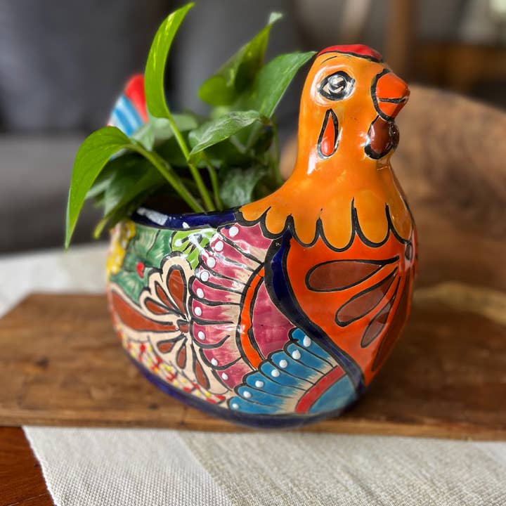 Craftway - Wholesale Plant Pot - Talavera Chicken Planter 10.5"