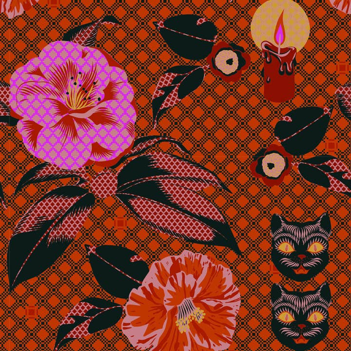 Kate Blairstone – Engroshandel Gavepapir – Sort kat & kamelia gobelin gavepapir