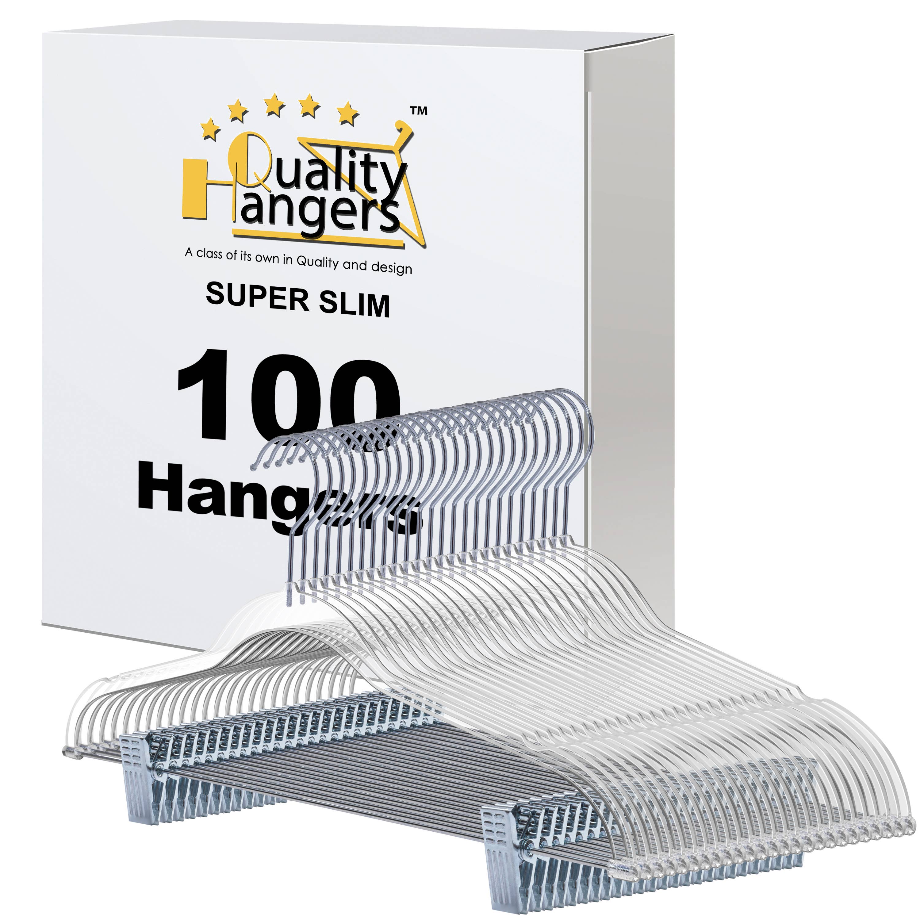 Quality Hangers - Wholesale Clothes Hangers - P255 - Clear Skirt Pant Hangers Slim Heavy Duty - 5 Pack2