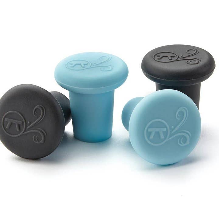 Outset Wine Bottle Stopper, Silicone, Set of 4, 1.3" x 1.3" for wholesale by Fox Run Brands