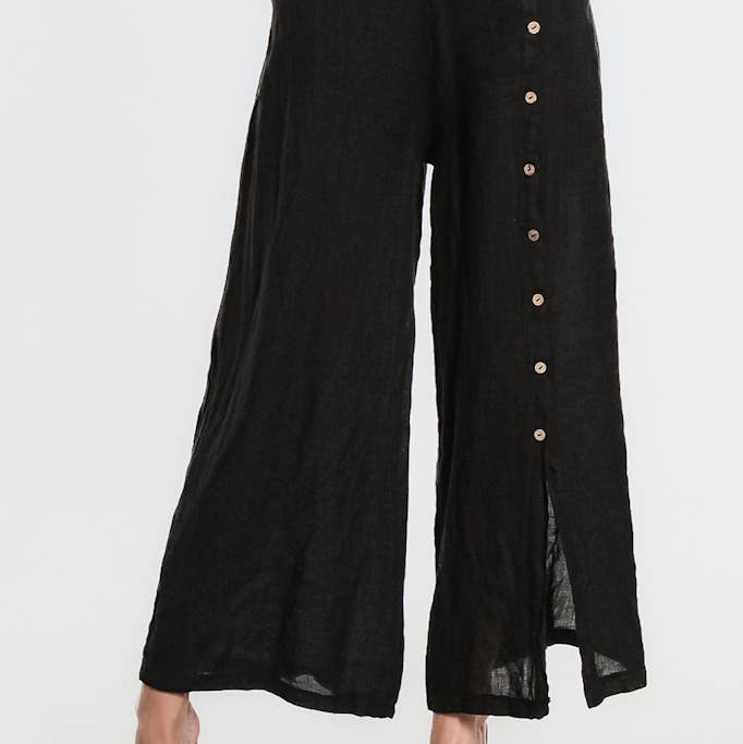 Gracelynn Button Linen Pant (PL135) for wholesale by TINA Stephens Italy/Tees By Tina