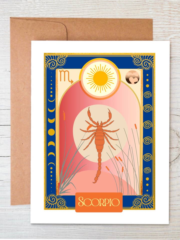 Scorpio Birthday Card: Eco-Friendly Zodiac Greeting for wholesale by The Raven’s Edge Studio