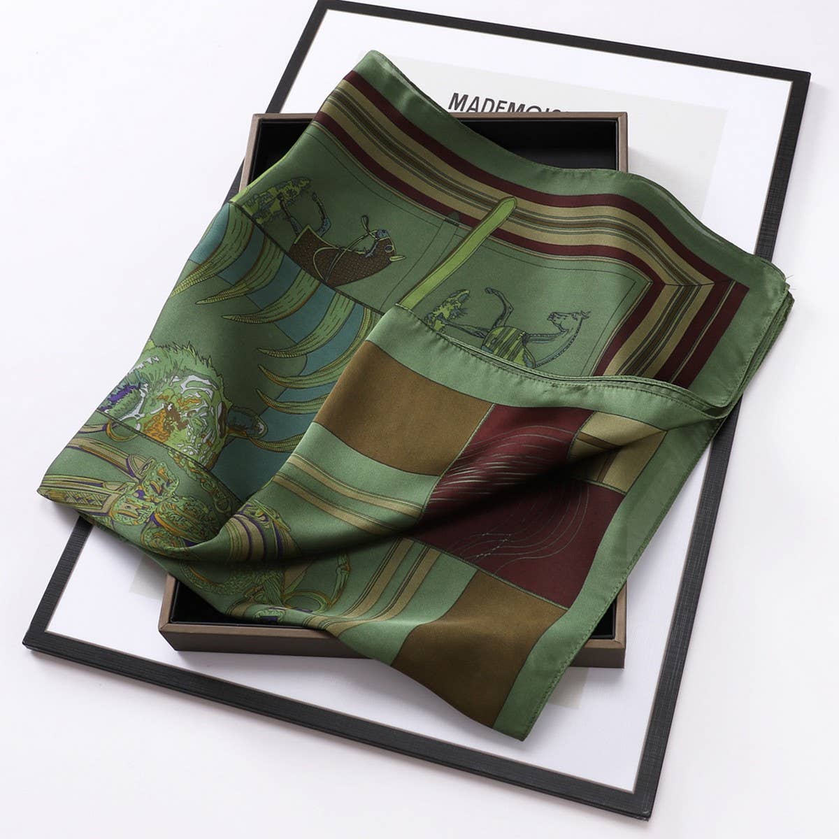ACCITY - Wholesale Scarf - Women's - Vintage Letter Print Satin Square Scarf for Women_CWASC080918