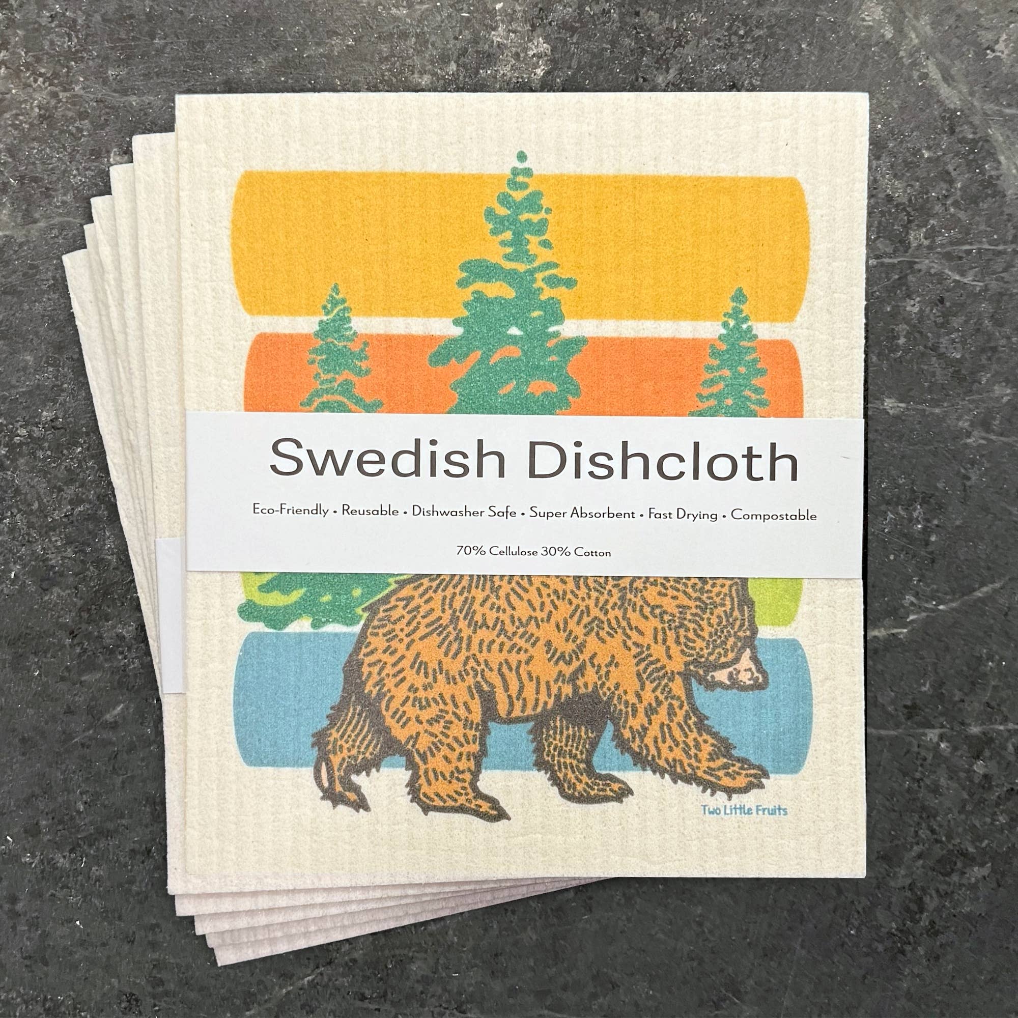 Two Little Fruits - Vente Torchon - Lavette suédoise - Ours rustique Lavette de cuisine7