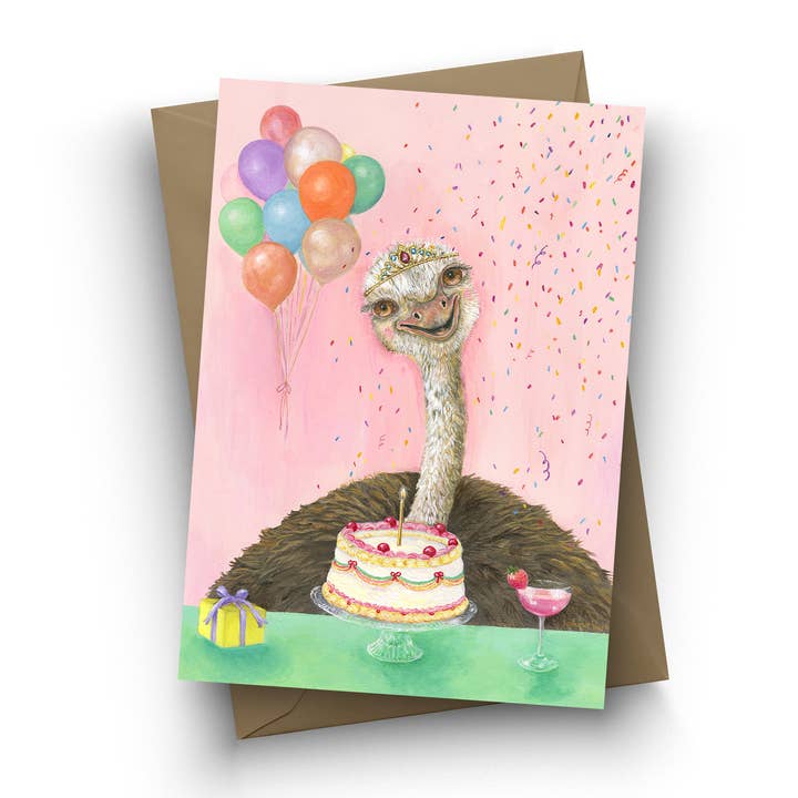 "Birthday Bird" Single Card for wholesale by Jahna Vashti