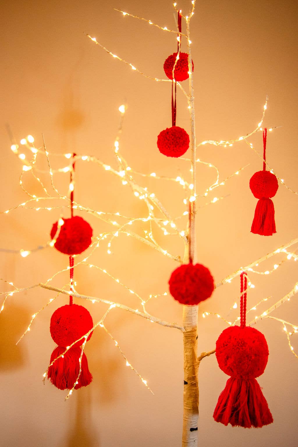 PomPom Galore – wholesale Christmas decoration – Christmas Pom Pom & Tassel Bauble Decoration - Red1