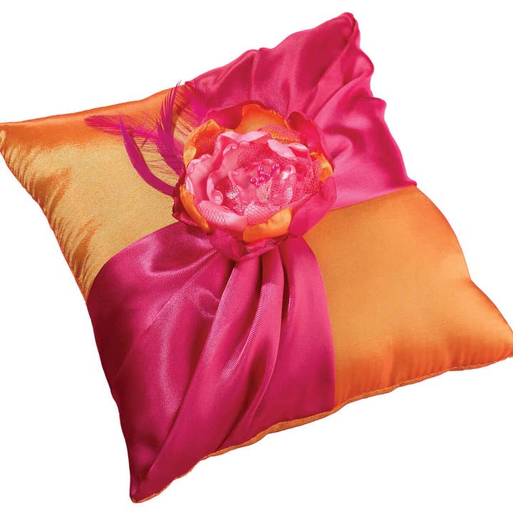 Hot Pink and Orange Ring Pillow for wholesale by Lillian Rose