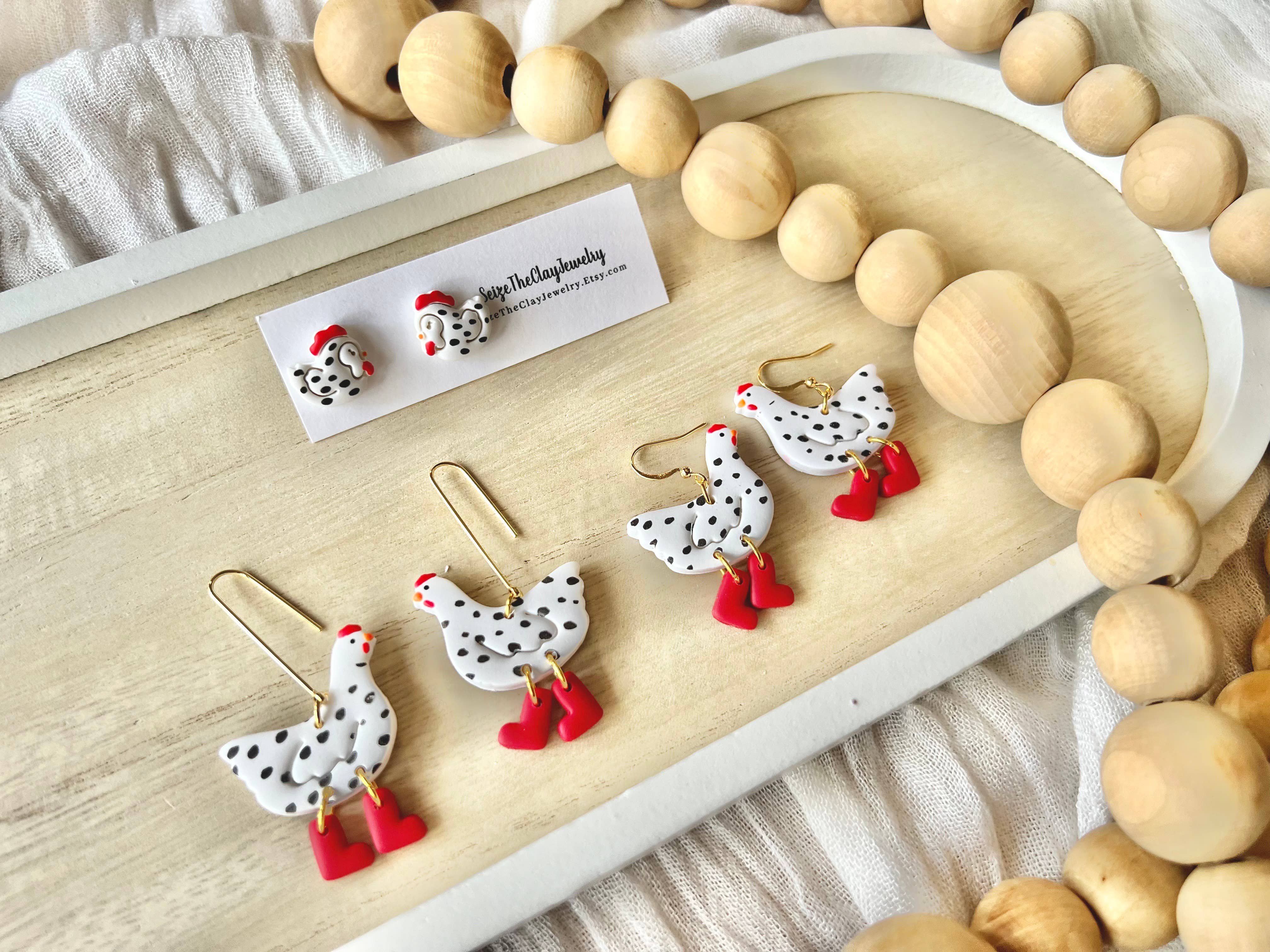 SeizeTheClayJewelry – Brincos de argola por atacado – Brincos de Galinha em Barro, Brincos de Galinha, Brincos de Animais de Quinta9