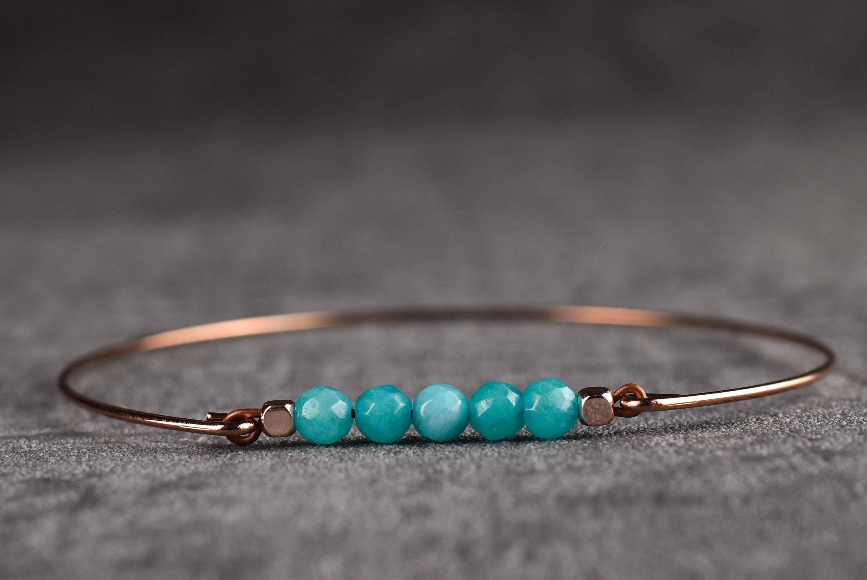MadamLili - Wholesale Cuff Bracelet - Aquamarine bangle - rose gold plated maritime jewelry4