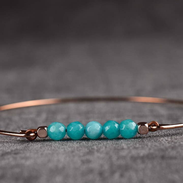 MadamLili - Wholesale Cuff Bracelet - Aquamarine bangle - rose gold plated maritime jewelry4
