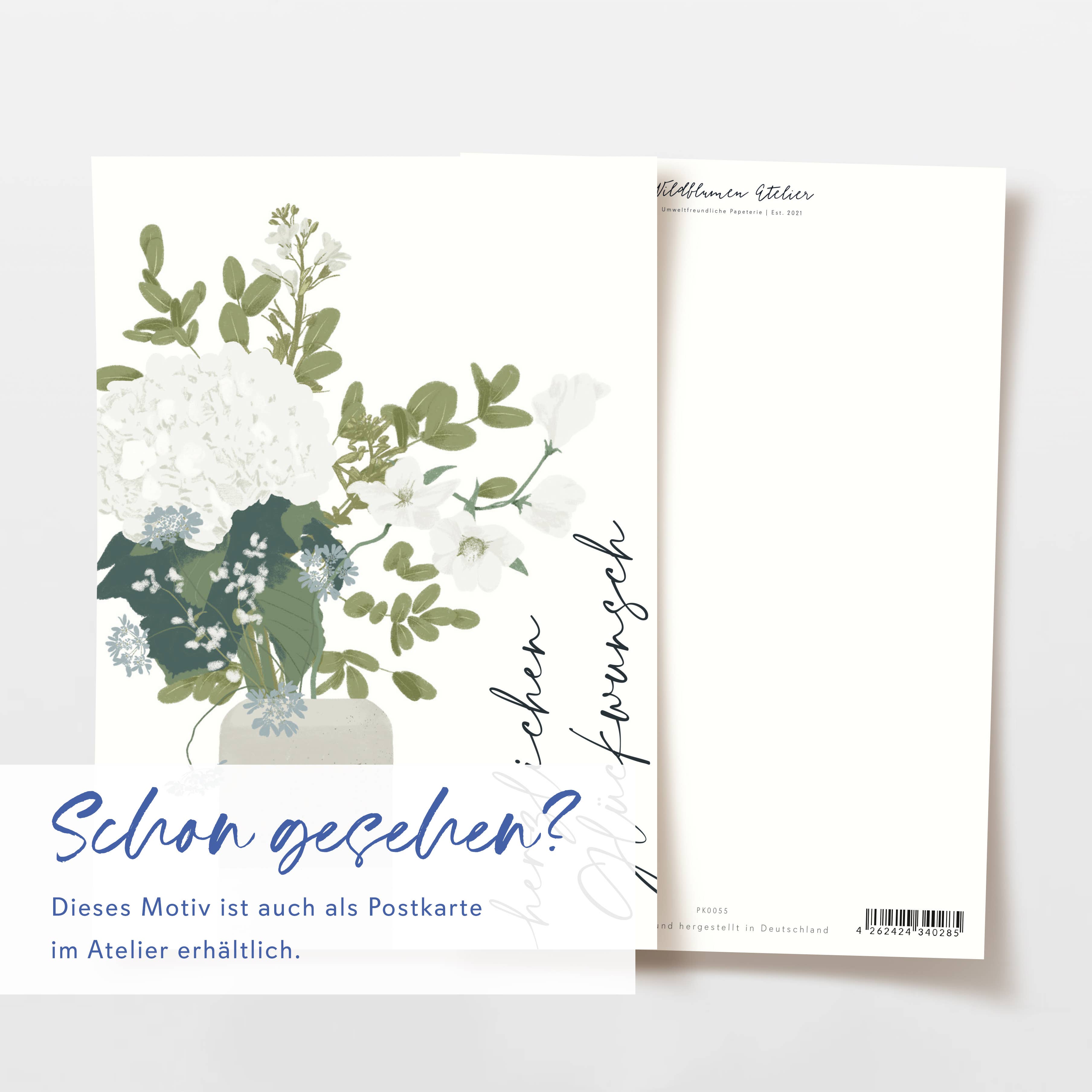 Wildblumen Atelier - Wholesale Congratulations Card - Greeting card congratulations vase with flowers, FSC4