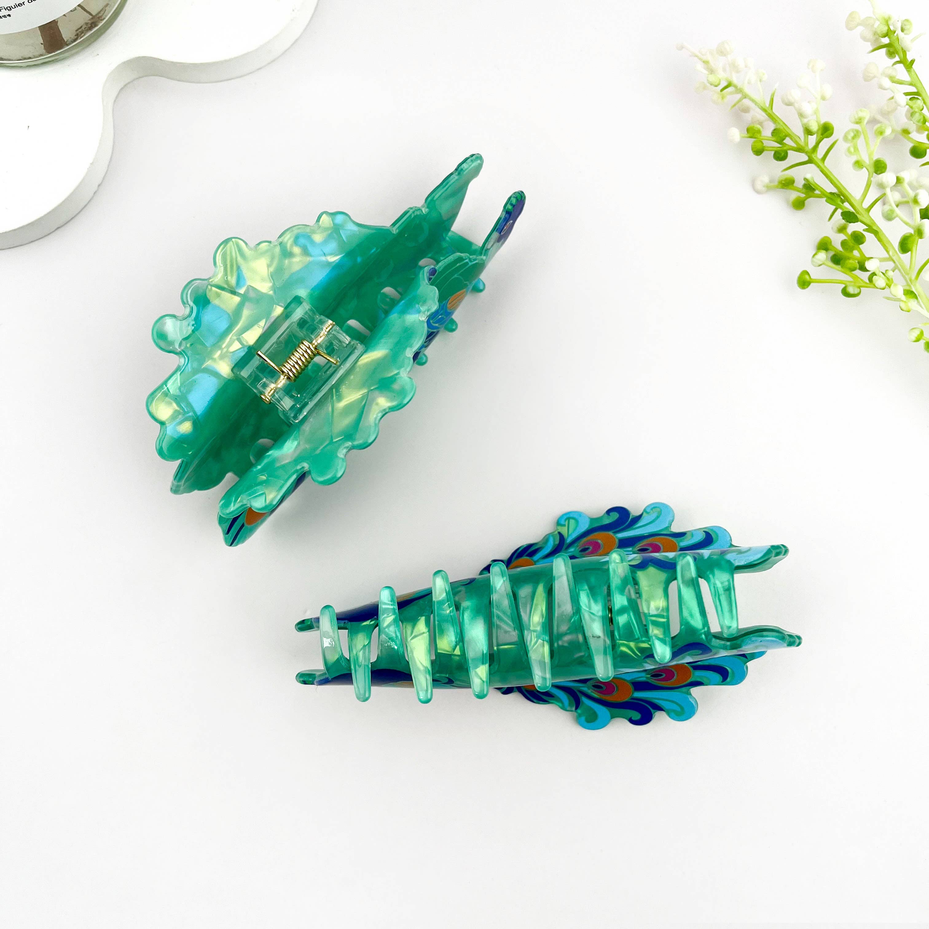 mildstyles - Wholesale Hair Clip - Women's - Elegant Peacock Print Acrylic Animal Hair Claw Clip2