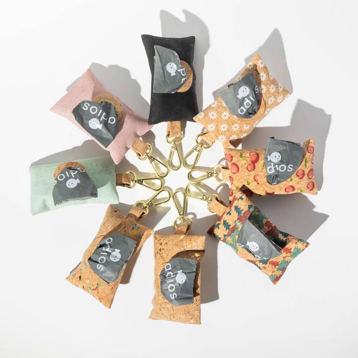 Handmade Natural Cork Poo Bag Holders for wholesale by Adios Plastic