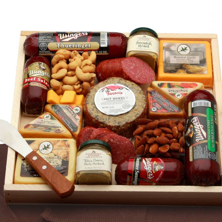 Gift Basket Drop Shipping - Wholesale Cheese - Deluxe Meat & Cheese Lovers Sampler Tray