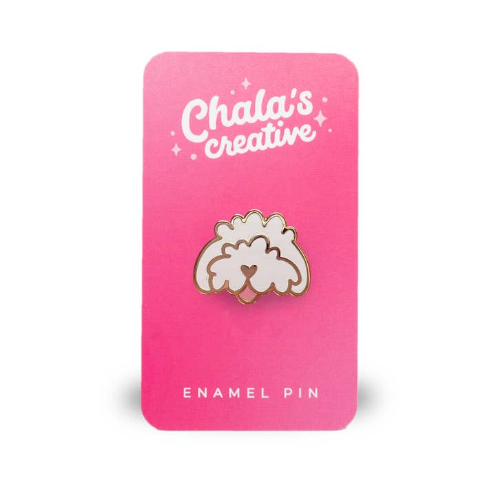 Chala's Creative – wholesale Lapel pin/button – Fluffy Red/ Apricot Dog Doodle Enamel Pin