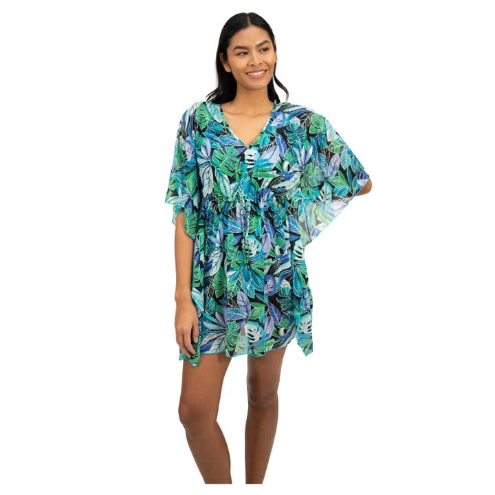 Fit 4 U's Fit 4 All Palms Mesh V Neck Drawstring COVER UP for wholesale by Fit 4U