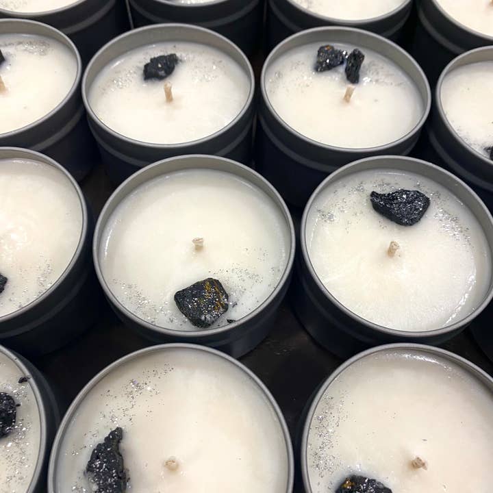 Black Tourmaline Protection Candle - Tin Container for wholesale by Sapphire & Sage