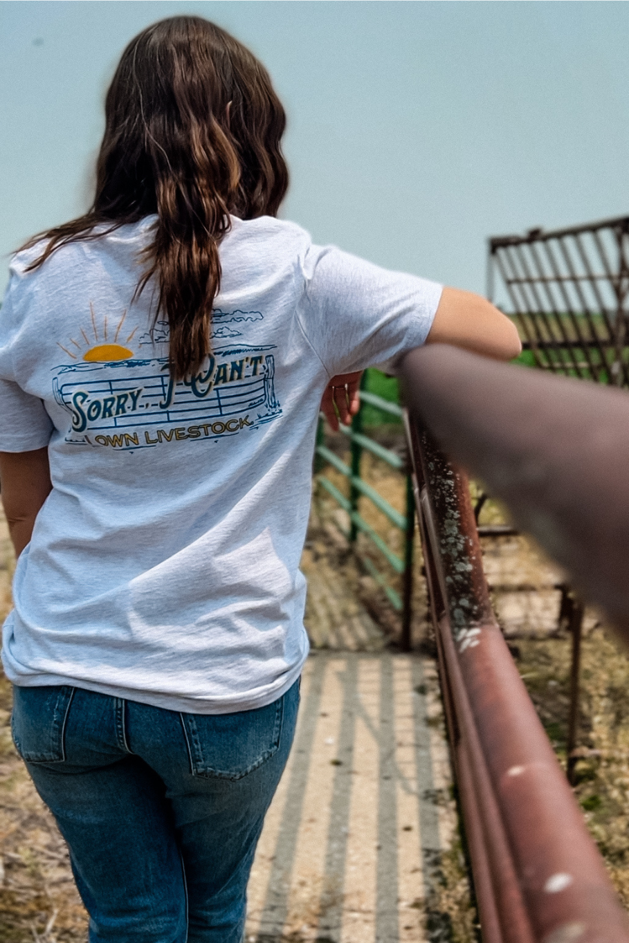 Sorry I Can't, I Own Livestock Tee in Ash Gray for wholesale on Faire1