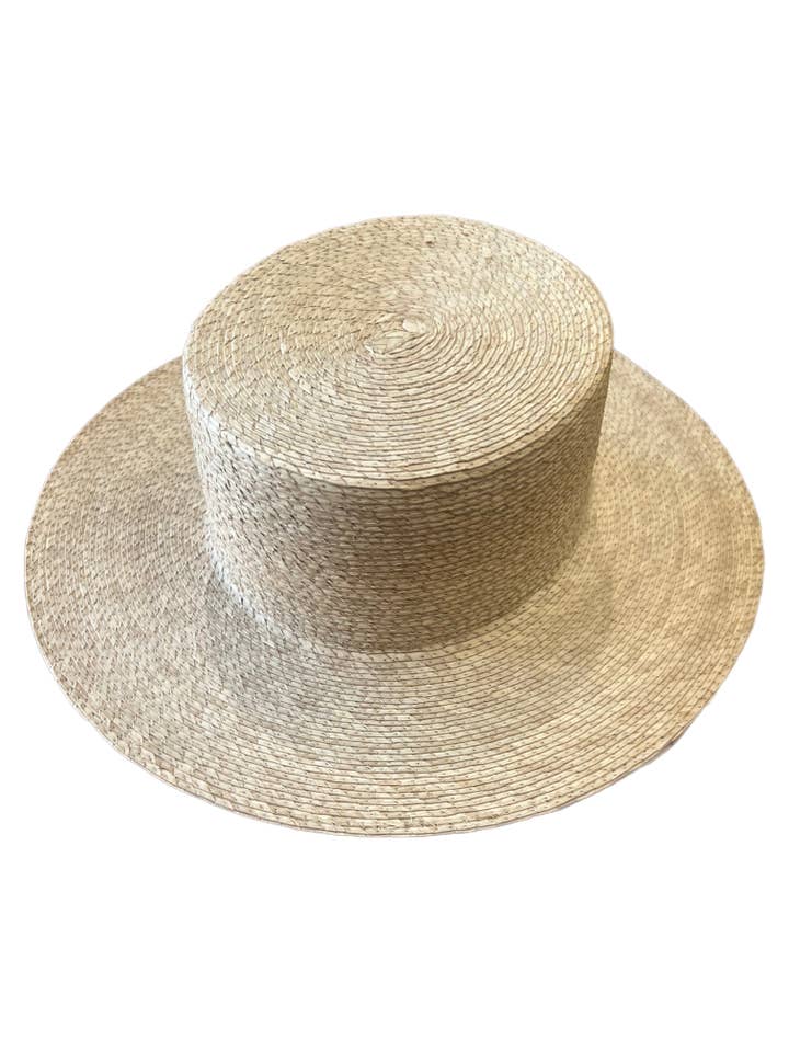 Cassidy - Palm Straw Boater Hat for wholesale by Chloe Alexis