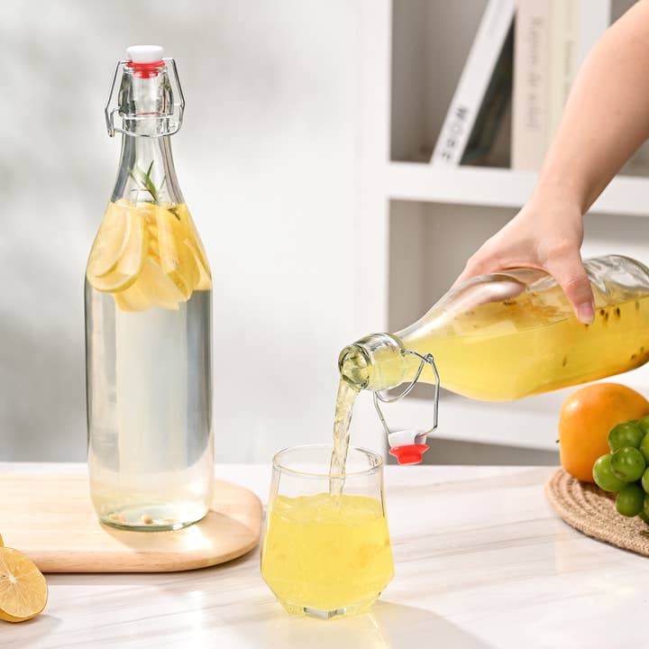 Fox Run Brands - Wholesale Milk/Juice Bottle - Fox Run Flip Top Glass Bottle, 1 Liter Air Tight Bottle5