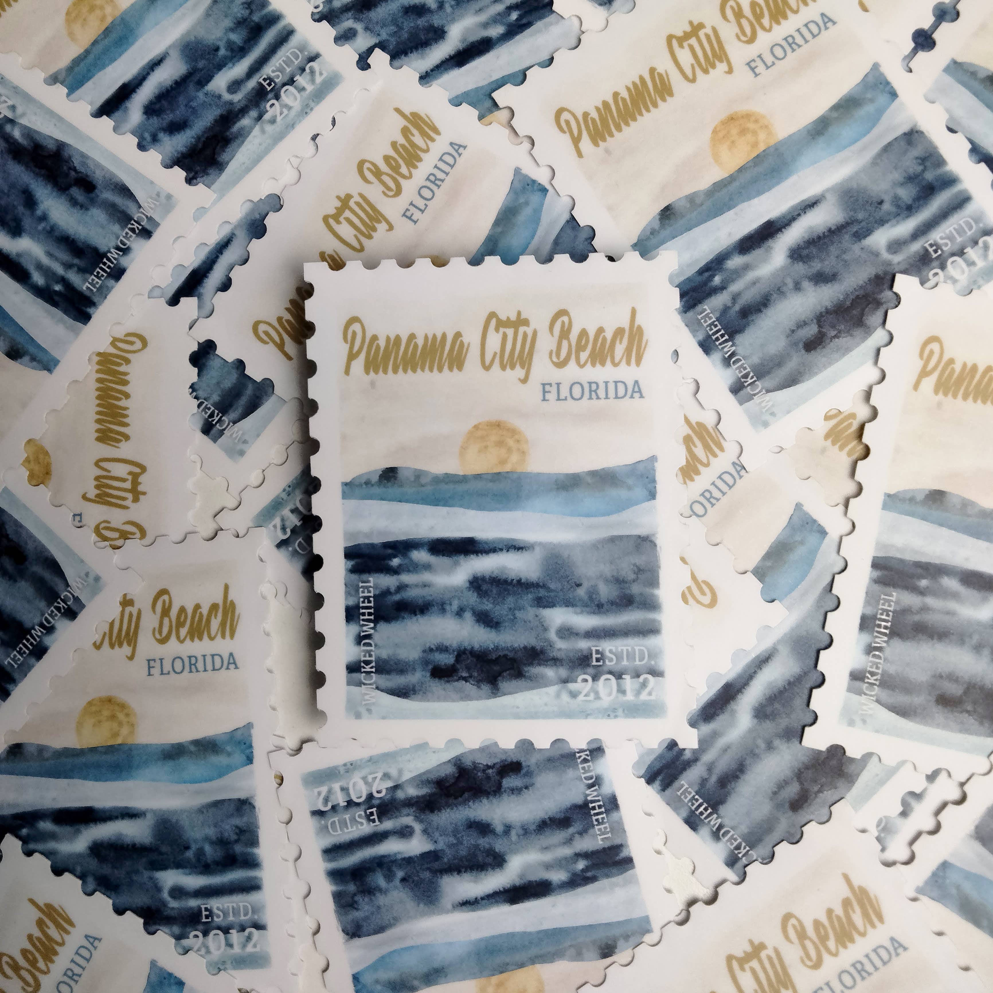 Skylark Printing - Wholesale Sticker - Beach Souvenir Sticker in Stamp Shape with Your City, State5