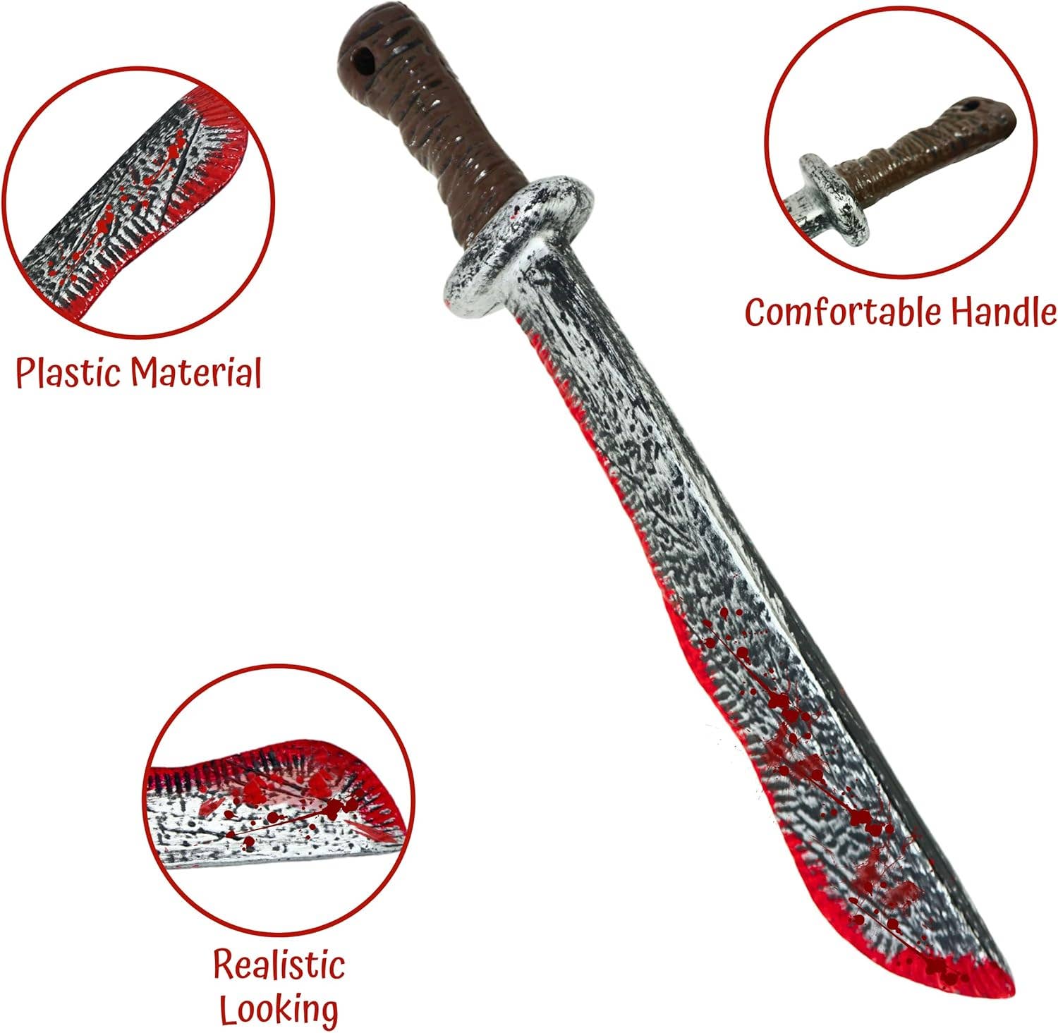 4E's Novelty - Wholesale Costume - Kids - 17’’ Fake Bloody Machete - Large Plastic Knife with Fake Blood, Halloween Costume Accessory3