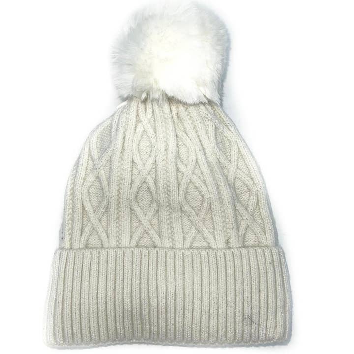 LINETA - Wholesale Beanie – Women's - BX-23 Unisex knit-effect beanie with sequins and pompom1