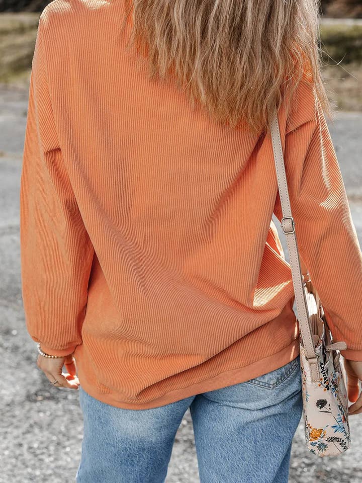 Orange Thankful Ribbed Crew Neck Thanksgiving Sweatshirt for wholesale on Faire1
