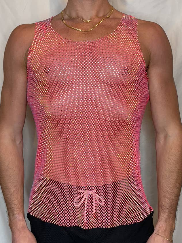 Débardeur en maille diamant rose CTS pour la vente par Chris Turk Swim