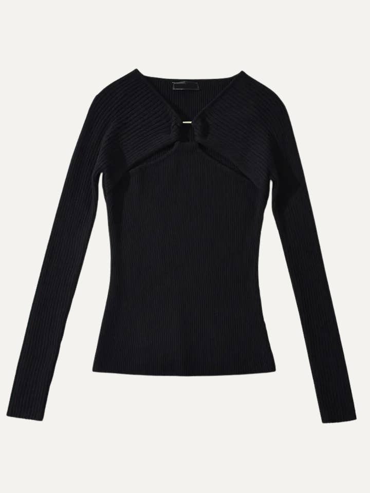 Marrakech Rib Knit Top Black for wholesale by Jasmine Alexa