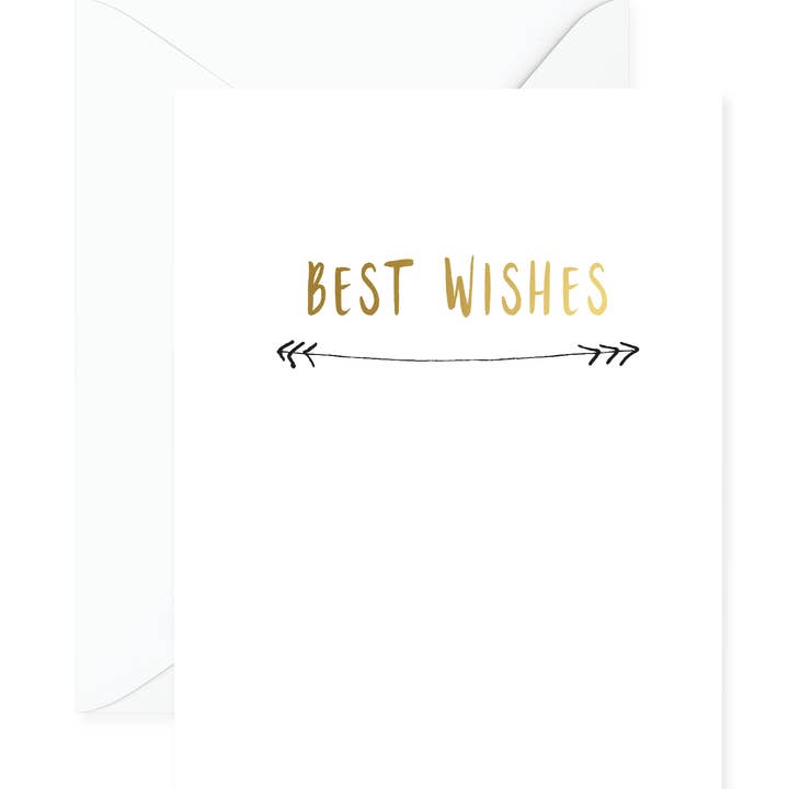Best Wishes Gold Foil Greeting Card for wholesale by PennedBlack