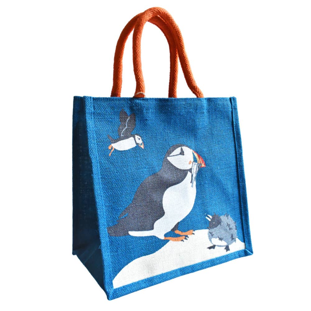 Shared Earth – Sacola - Unissexo por atacado – Saco de Compras de Juta, Papagaios-do-mar 30x30cm0