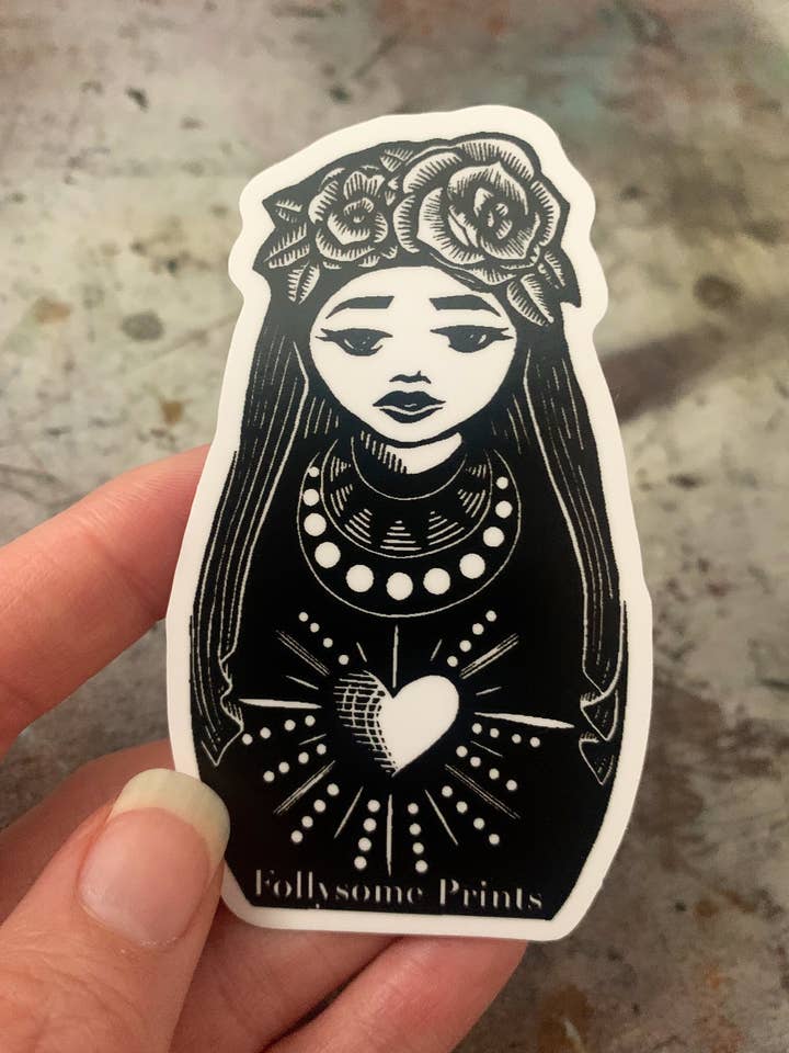 Aurora Doll Sticker for wholesale by Follysome Prints