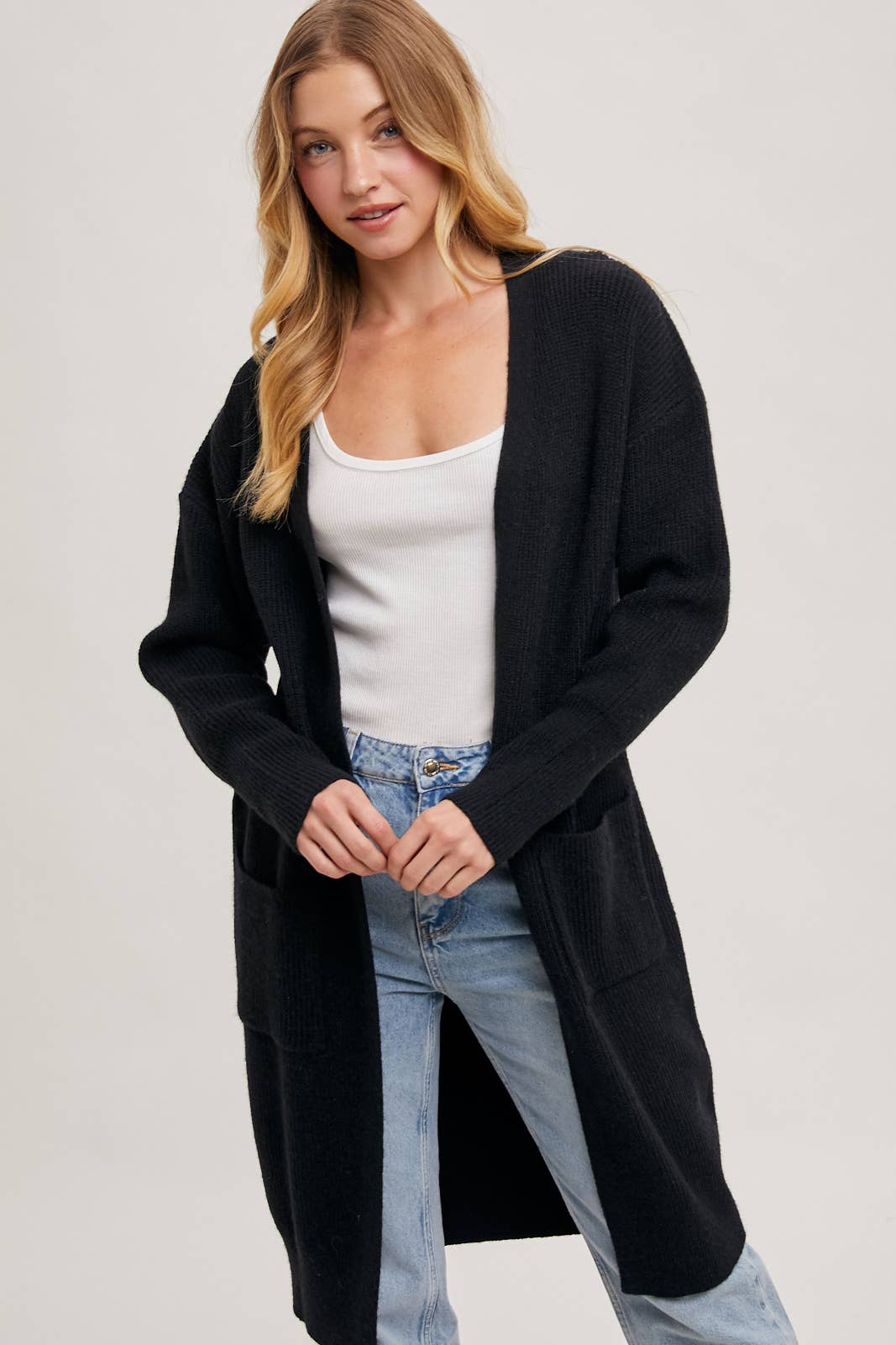 Bluivy – wholesale Cardigan – Women’s – RIBBED OPEN FRONT CARDIGAN0