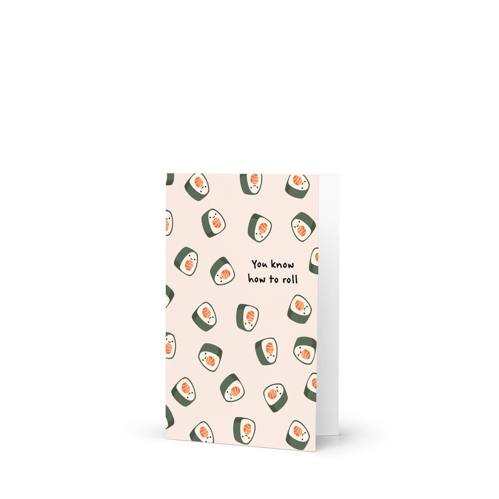 Cute Asian Cards - Wholesale Everyday Greeting Card - You Know How to Roll Japanese Greeting Cards | Salmon Sushi Maki Food6