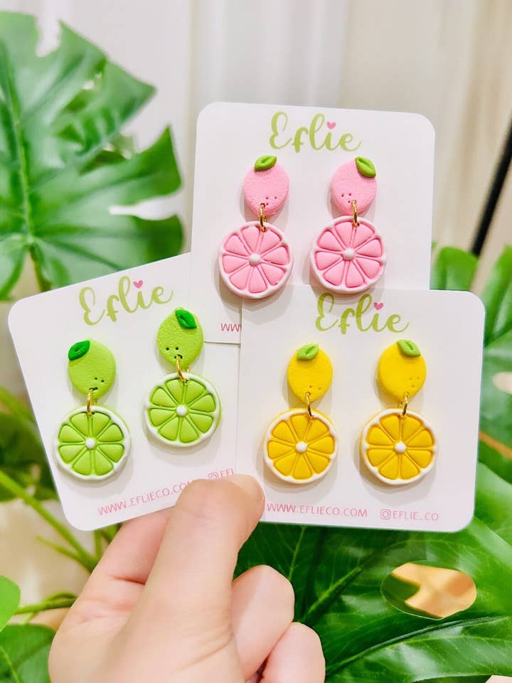 Boucles d'oreilles pendantes Summer Fruit Citrus pour la vente par Eflie