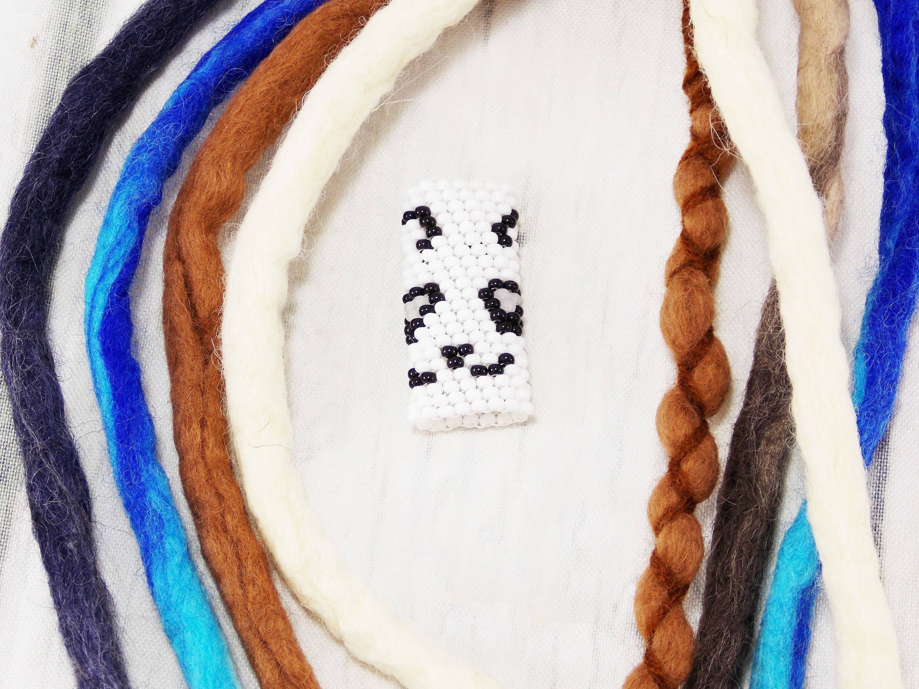 Ninolia - Vente Élastique à cheveux - Trou de bijoux Dreadlock Panda Lock 9mm accessoires pour cheveux Boho Hippie Nature Alternative Rasta Perles de dread uniques anneaux de cheveux de barbe Tresses manchette