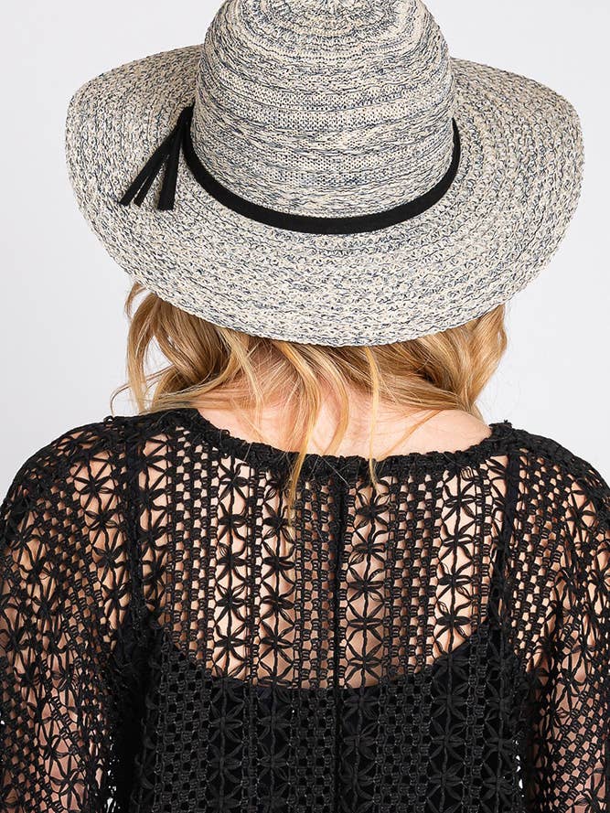 Suede Band Mixed Braid Packable Sun Hat for wholesale by Hana